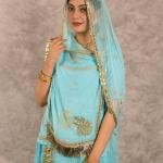 Sky Blue Gottapatti Poshak Set | Premium Bamber Satin | Jaipurio Designer Collection